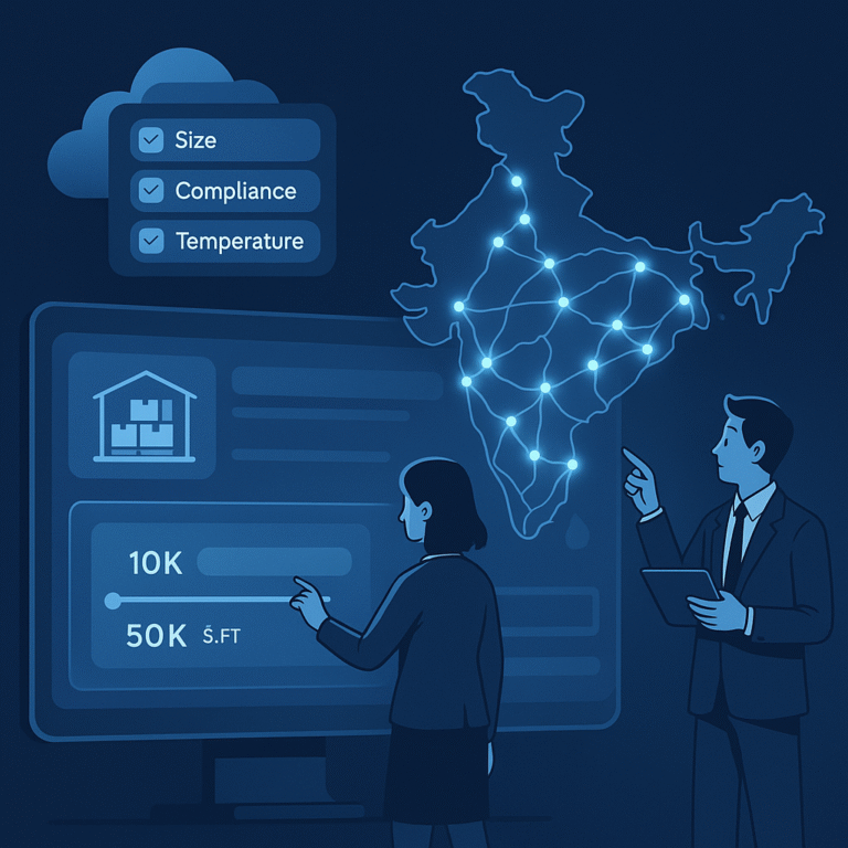cartoon style vector illustration of a modern digital logistics network in india show a high tech w icr3iv4jmfq7zfqn2ete 1 11zon